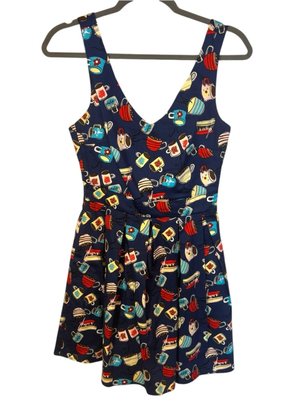 Ixia Women’s Mini Dress with Colorful Mug Print coffee tea flare Size Small